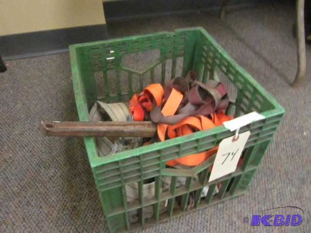 lot 74 image: Crate of tie downs and ratchet stra...