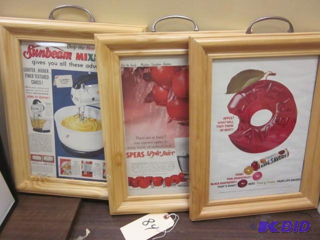 lot 84 image: (3) framed vintage advertisements....