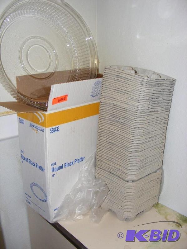 stack of drink trays, black plastic...