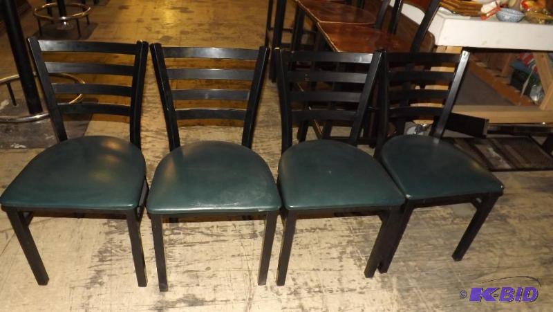 Set of 4 black metal Chairs with cu...