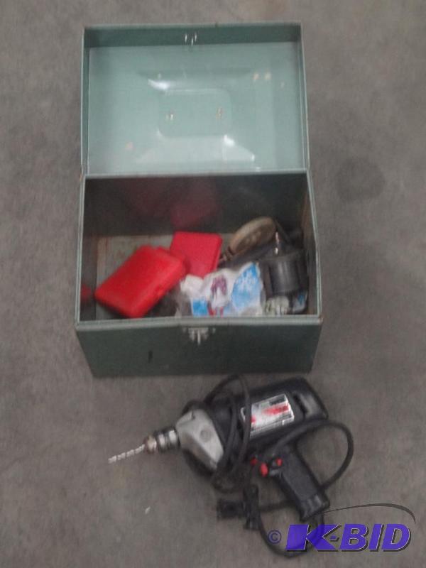 lot 103 image: Steel Toolbox With Craftsman Drill ...
