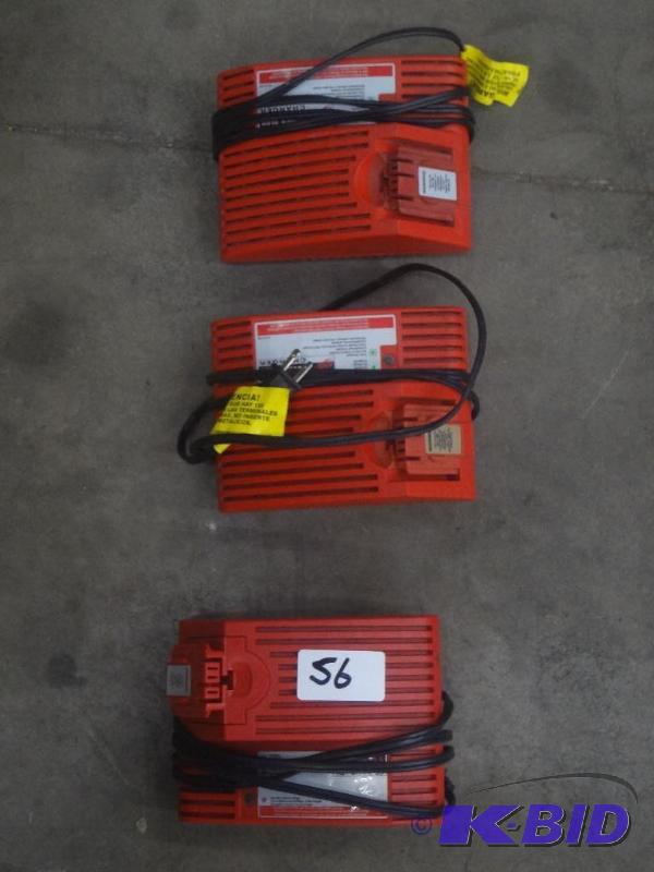 lot 56 image: (3) Milwaukee Power Plus Chargers...