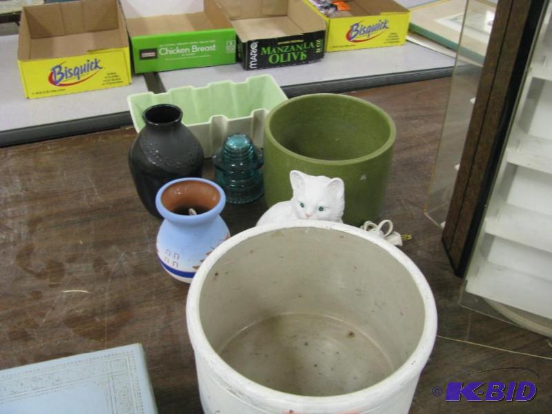 planters, vases, vintage glass insu...