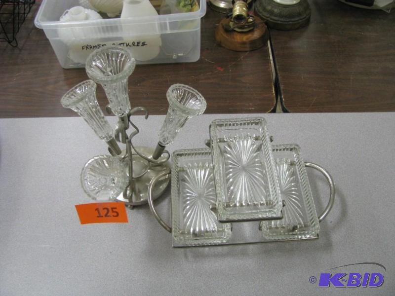 vintage glass &amp metal flower ho...