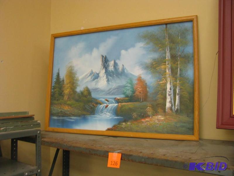 vintage large framed painting...