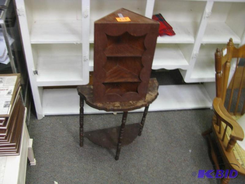 vintage wood half table &amp corne...