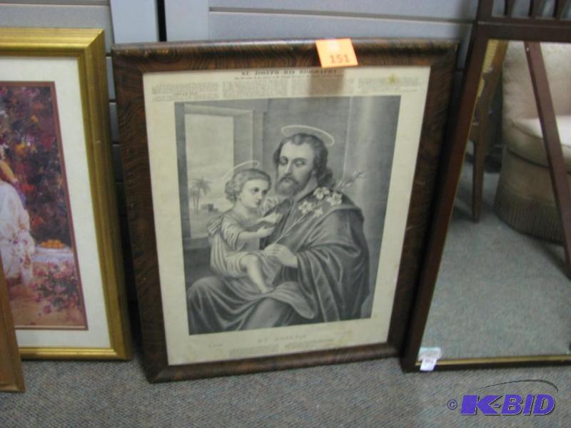 vintage print of St. Joseph in fram...