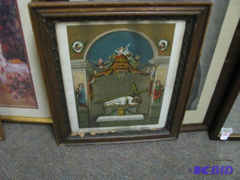 antique religious framed print...