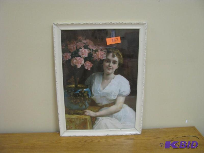 vintage framed print of lovely girl...