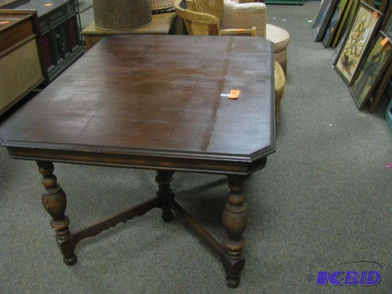antique solid wood dining table wit...