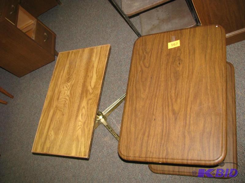 vintage side tables on wheels...