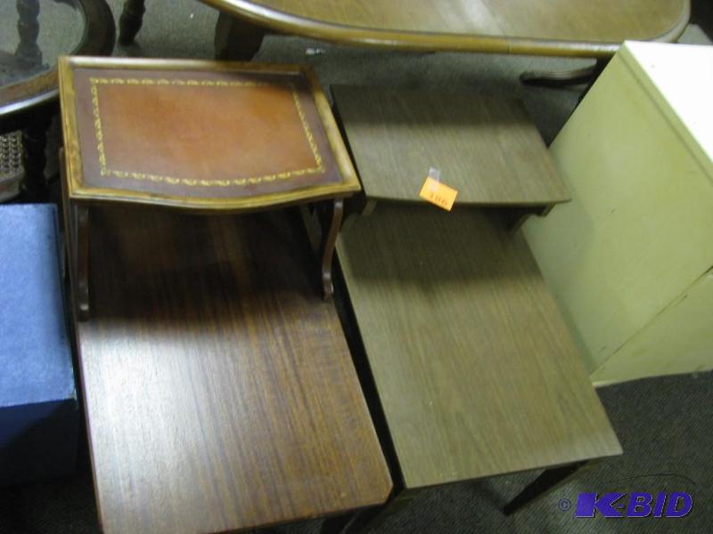 2 vintage two tier end tables, one ...