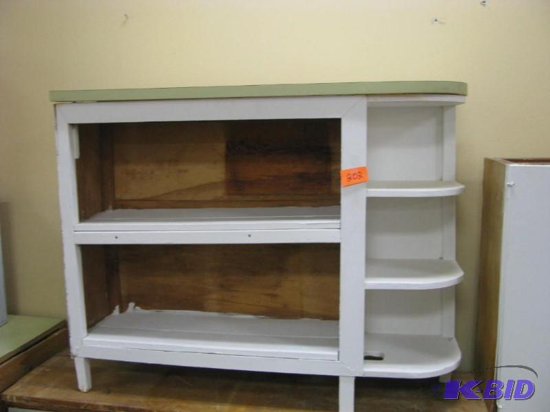 vintage kitchen wood shelving unit,...