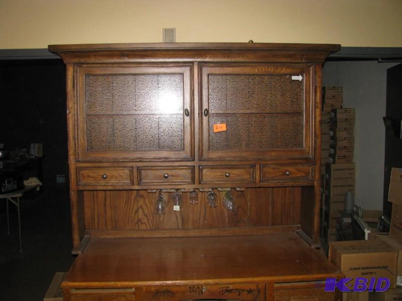 large wooden hutch top, with lights...