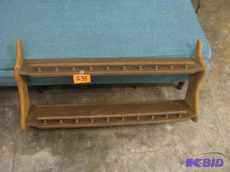 wood two tier plate shelf...