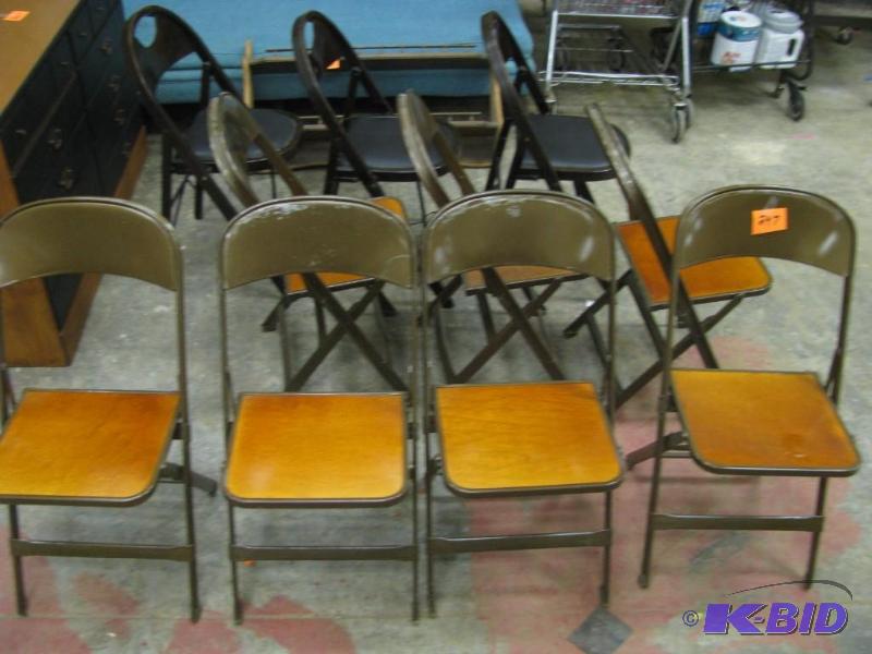 4 vintage wood and metal folding ch...