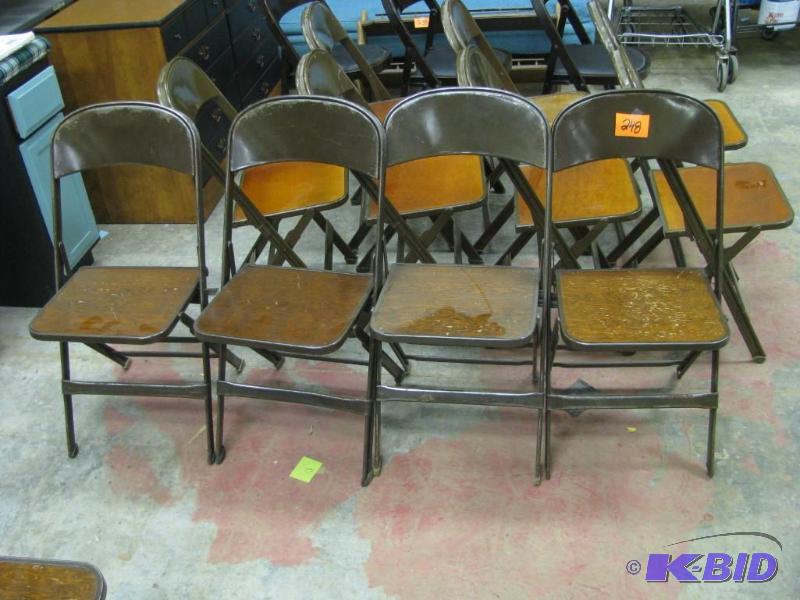 4 vintage wood and metal folding ch...