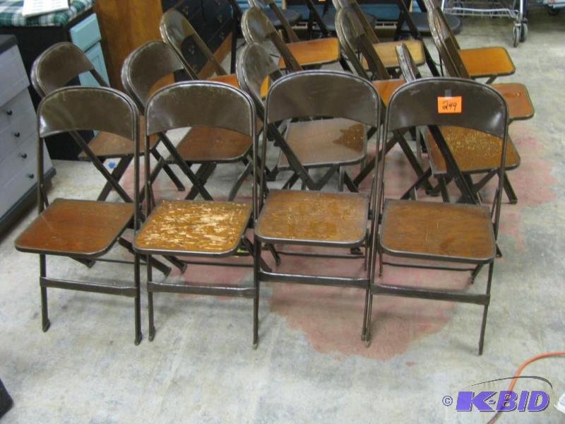 4 vintage wood and metal folding ch...