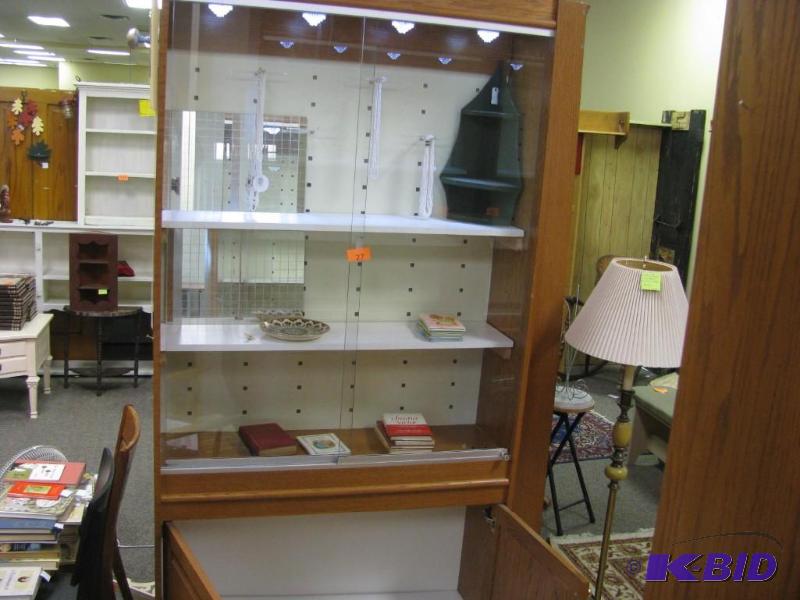 Tall display case glass doors with ...