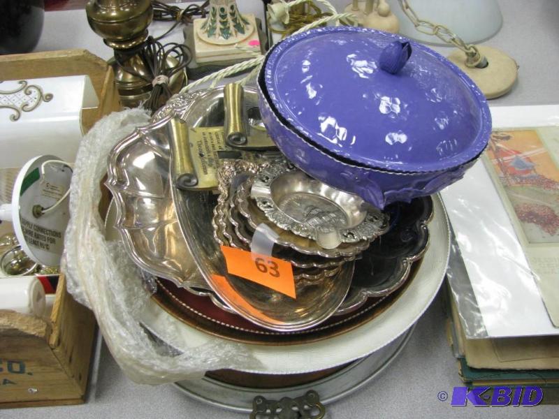 many metal serving items, trays etc...