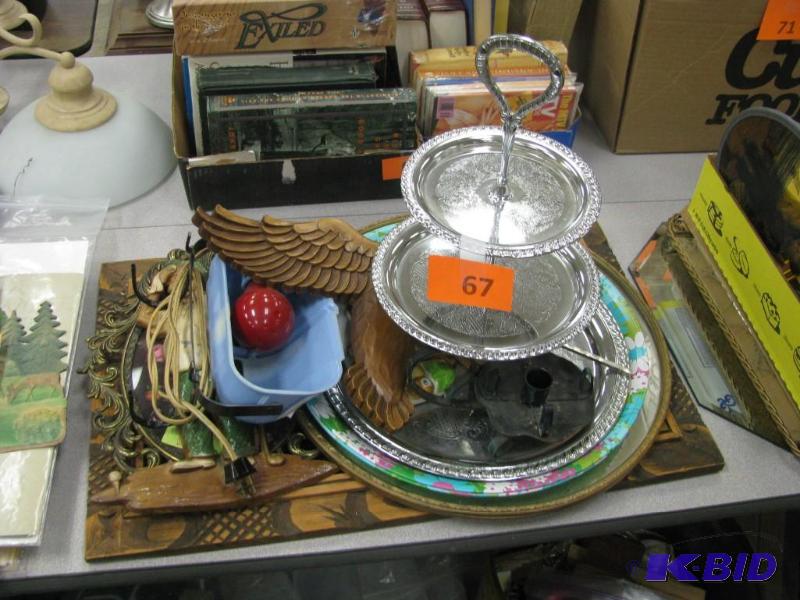 vintage serving trays, round mirror...