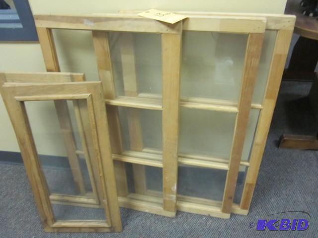 Lot o (5) wood windows with glass....