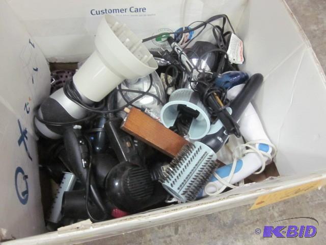 Large box of electronic hair items,...