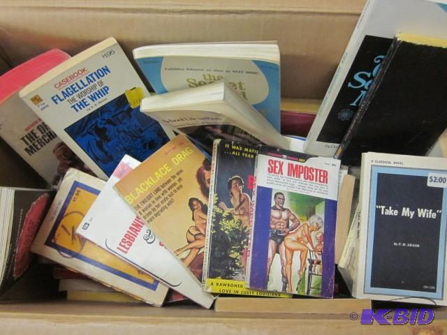 Large box of vintage smut books....