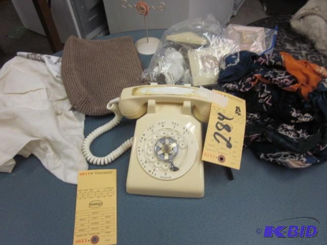 Lot with vintage phone, hardware, s...