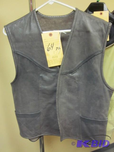 Gray leather vest, size large....