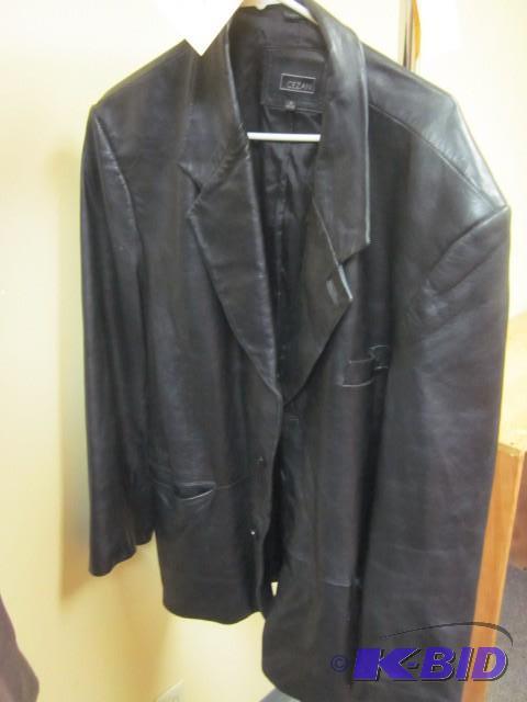 Cezani&nbspXL black leather coat....