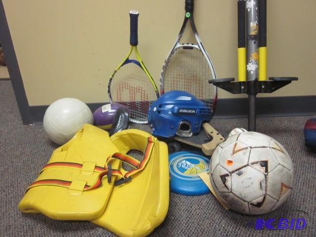 Lot of Sport items, pogo stick, ten...