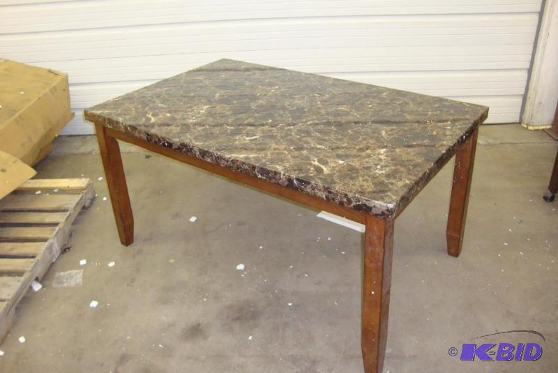Dining Table with Marbled Finish, m...