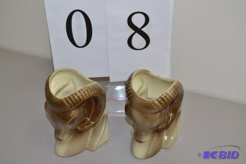 lot 8 image: Vintage Royal Copley two Ram Heads