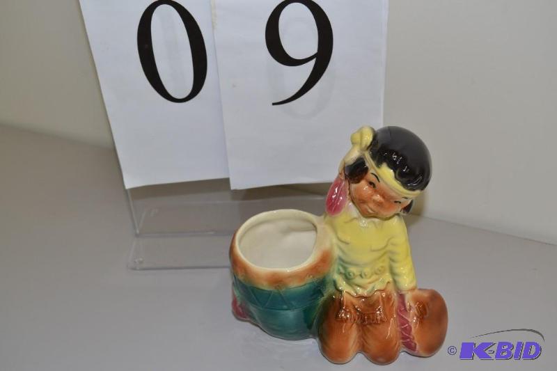 lot 9 image: Vintage Royal Copley Indian boy planter