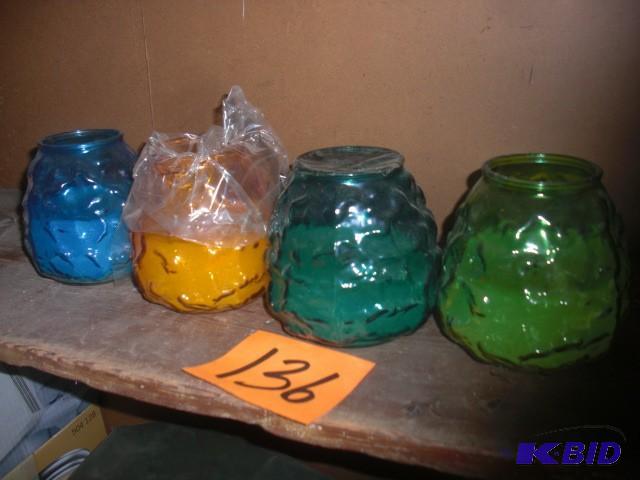 lot 136 image: 4 multi color table candles...