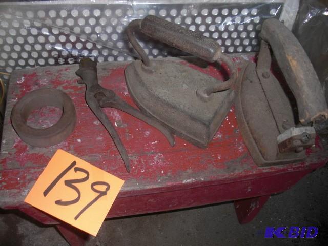 lot 139 image: 2 Antique Irons  Looks like a Riv...
