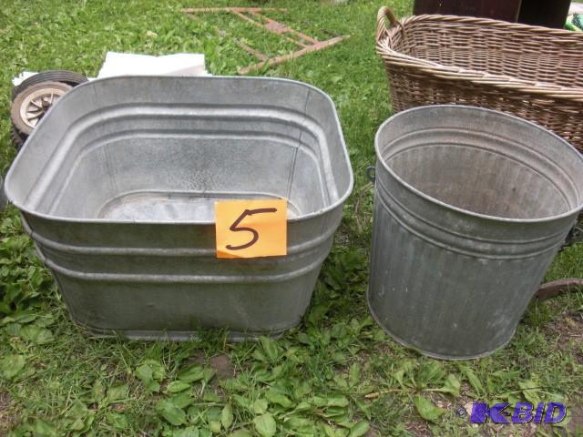 lot 5 image: Galvanized Wash Tub and Pail...