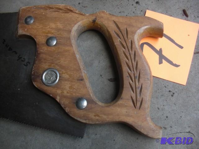 lot 71 image: 5 old fashion hand saws.. Some look...