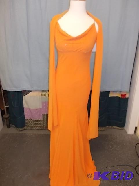 Size 8 Mori Lee Orange Chiffon $189...