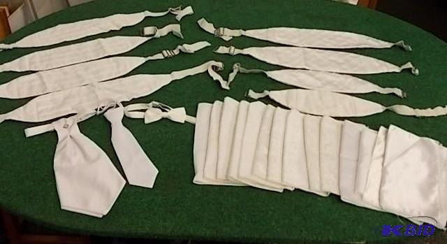 Lot Of White Assorted Cummerbunds, ...