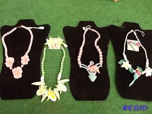 4 Necklaces- 2 With Matching Pierce...