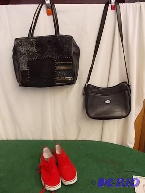 2 Purses &amp Pair Ladies Sneakers...