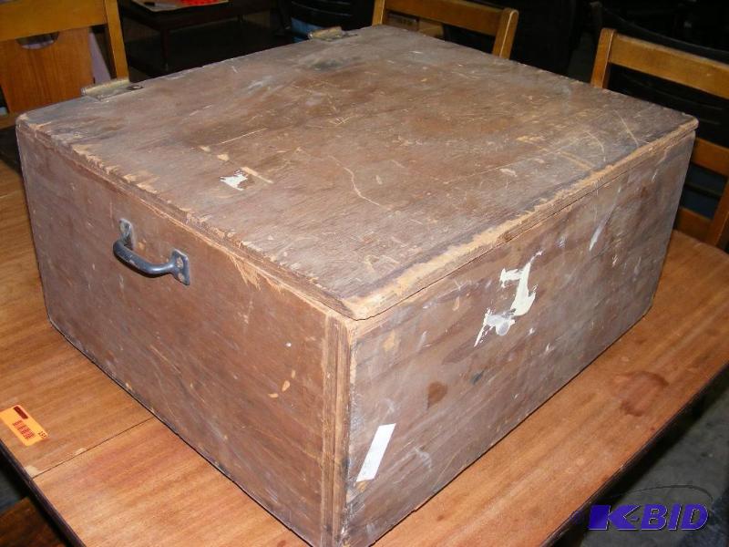 lot 132 image: old wooden box 29.5 x 10.5 x 22...