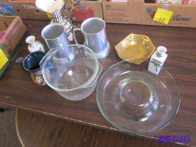 Pyrex dishes, Renaissance cup, (2) ...