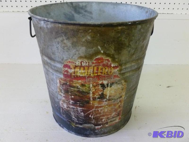 lot 11 image: Large galvanized steel tamale steam...