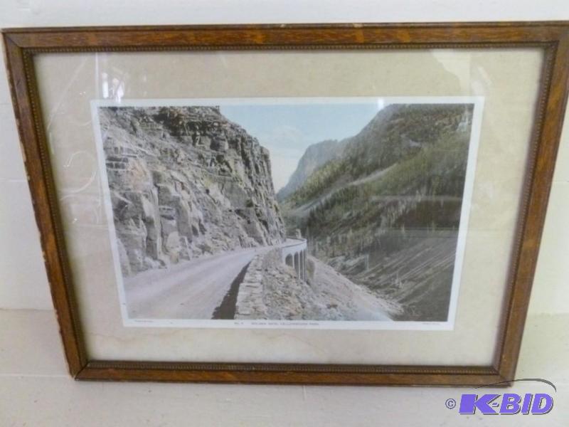 lot 110 image: Vintage Yellowstone Park wood frame...