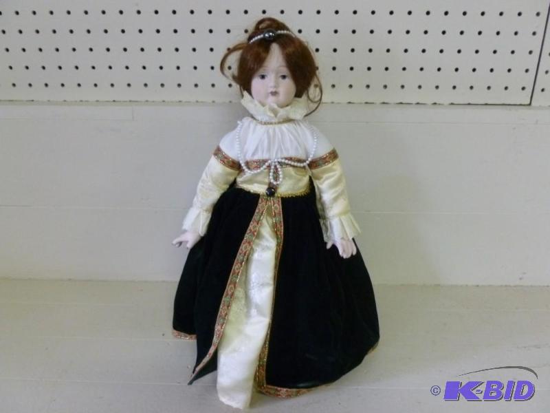 lot 136 image: Beautiful porcelain doll with stand...