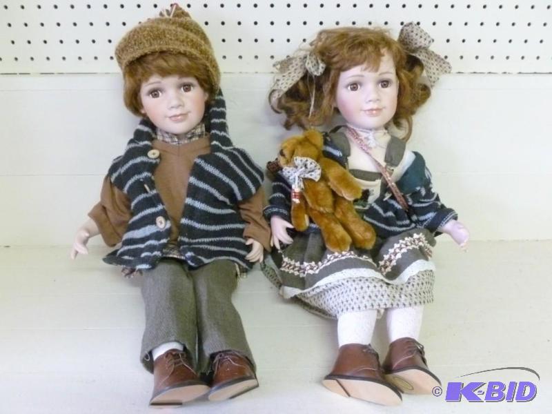 lot 137 image: Beautiful large twin porcelain doll...