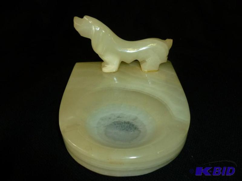 lot 140 image: Beautiful hand carved marble dog as...